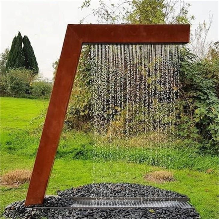 Corten Steel Rain Curtain Fountain