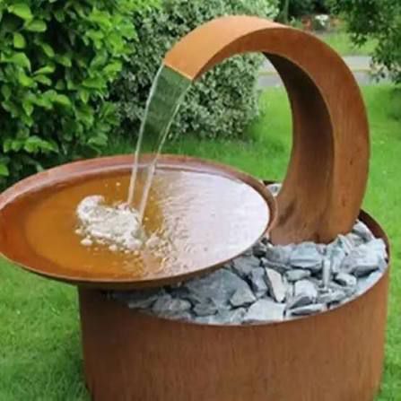 Corten Steel Water Bowl Cascade Fountain